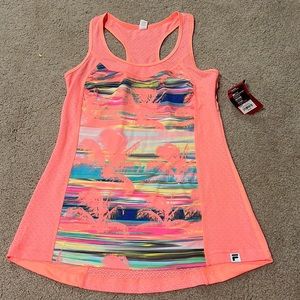 FILA, pink tropical, workout tank.